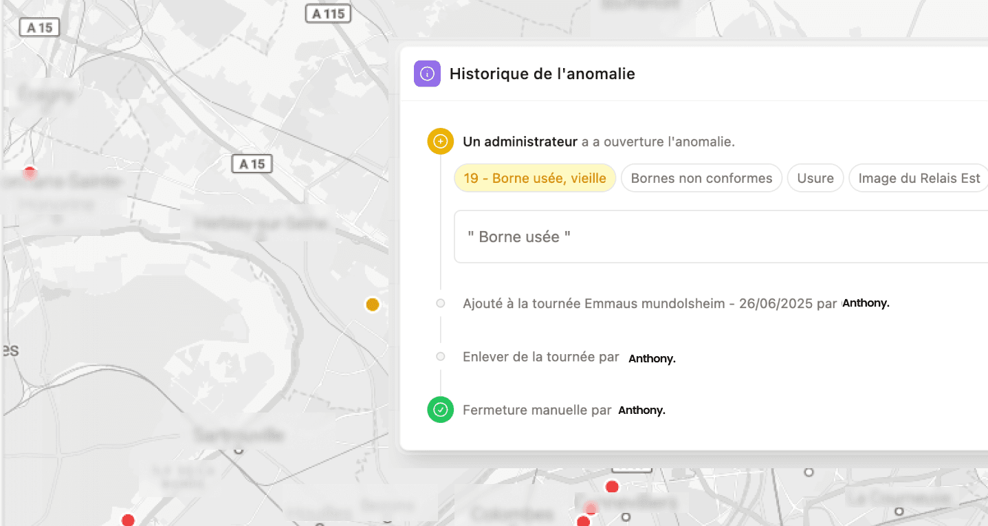 Capture d'écran des anomalies